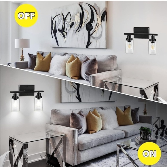 2-Light Wall Sconces, Modern Vanity Light Fixture Black Finish, Wall Light - Picture 3 of 6
